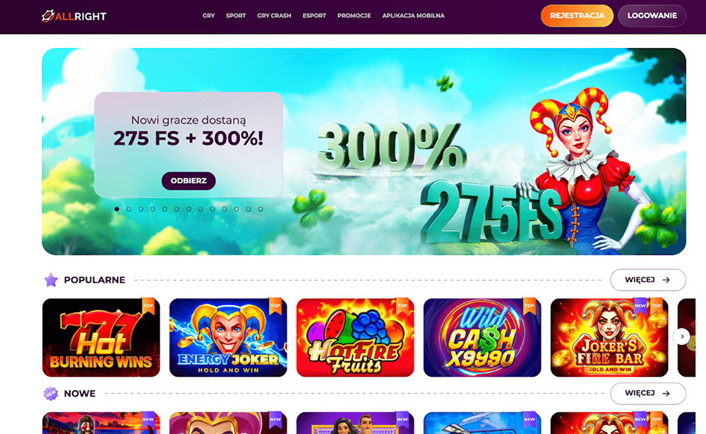 all right casino oficjalna strona