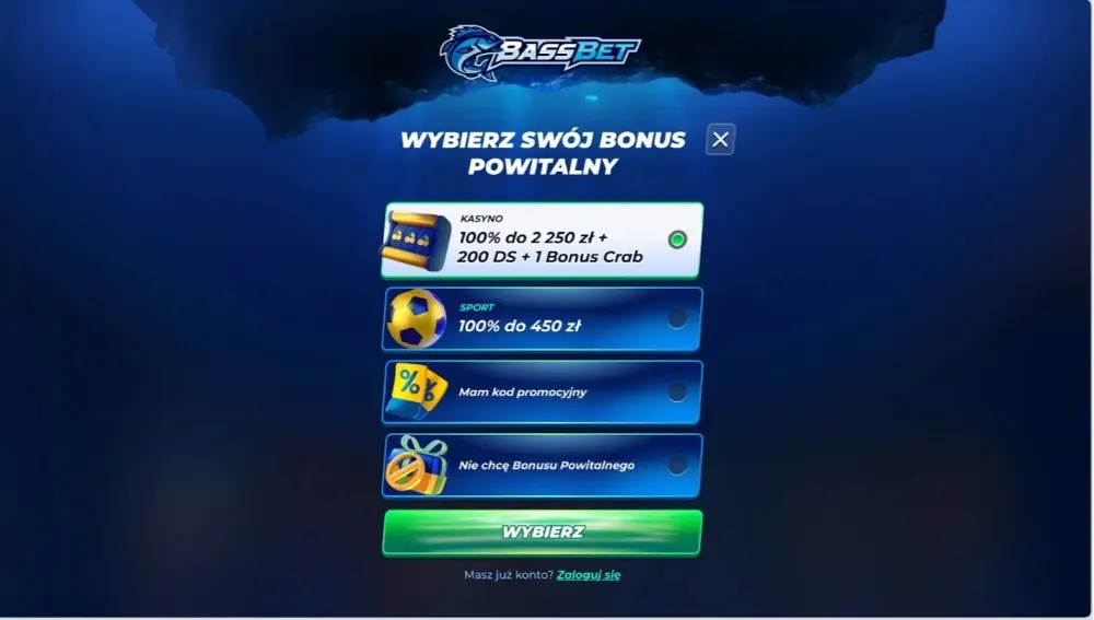 bassbet casino dostępne bonusy