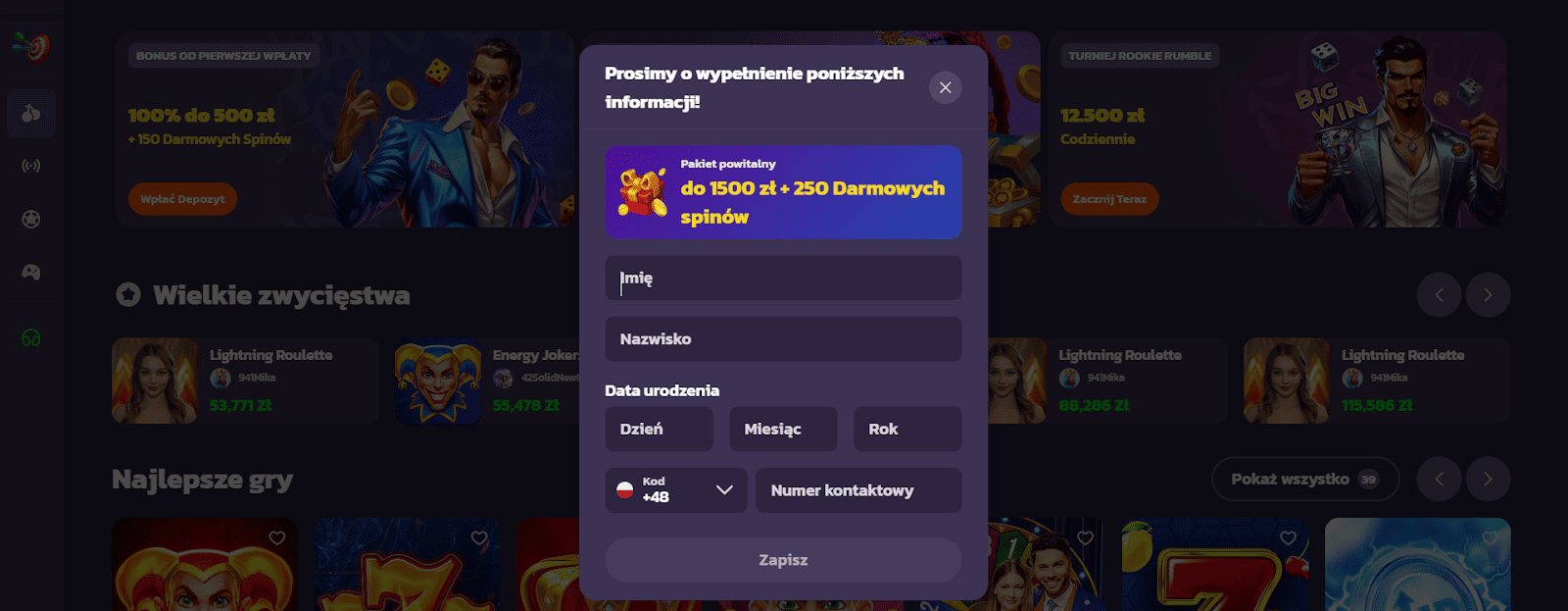 coolzino casino proces rejestracji