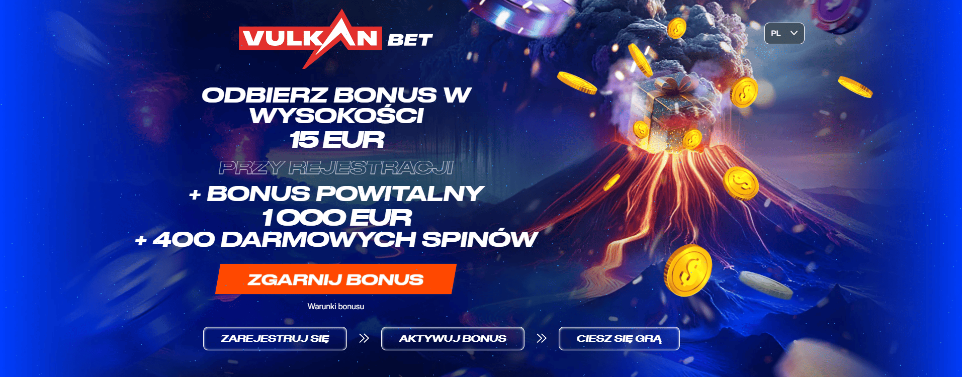 Odebrać vulkanbet bonus w wysokości 60 pln