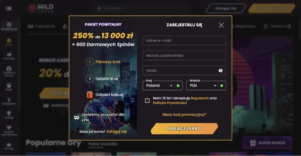 wild tokyo casino zarejestruj się